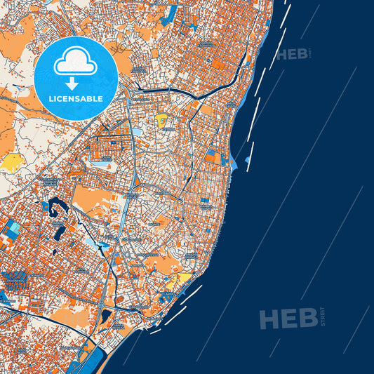 Colorful Olinda Street Map with Labels and Buildings