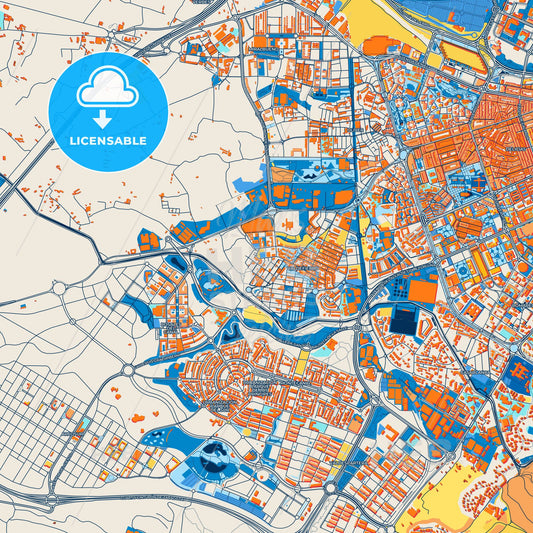 Colorful Oliver-Valdefierro Street Map with Labels and Buildings