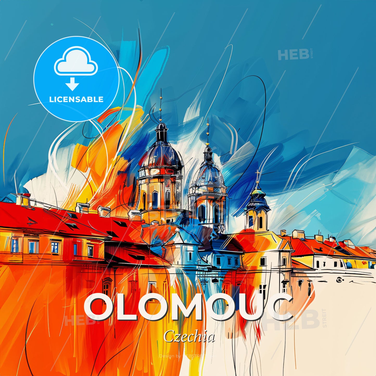 Vibrant Olomouc, Czechia - A Colorful Painting Of A City - Square format print template