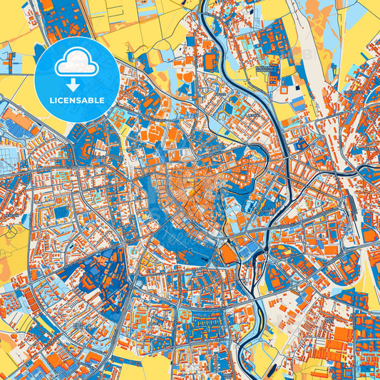 Colorful Olomouc Street Map with Labels and Buildings