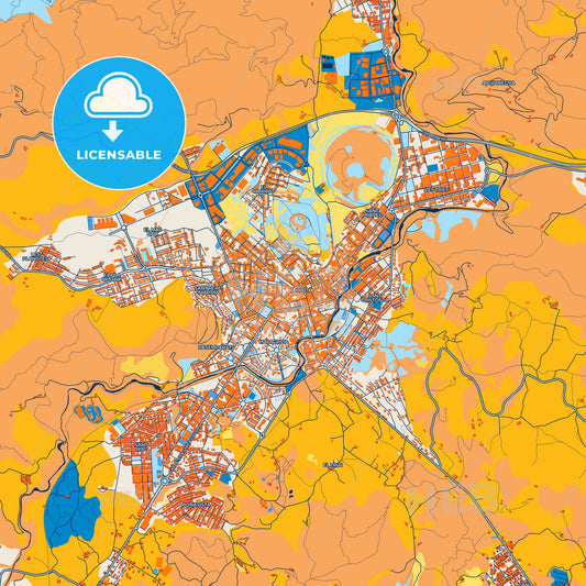 Colorful Olot Street Map with Labels and Buildings