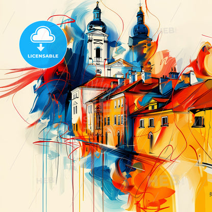Vibrant Olsztyn, Poland - A Colorful Painting Of Buildings