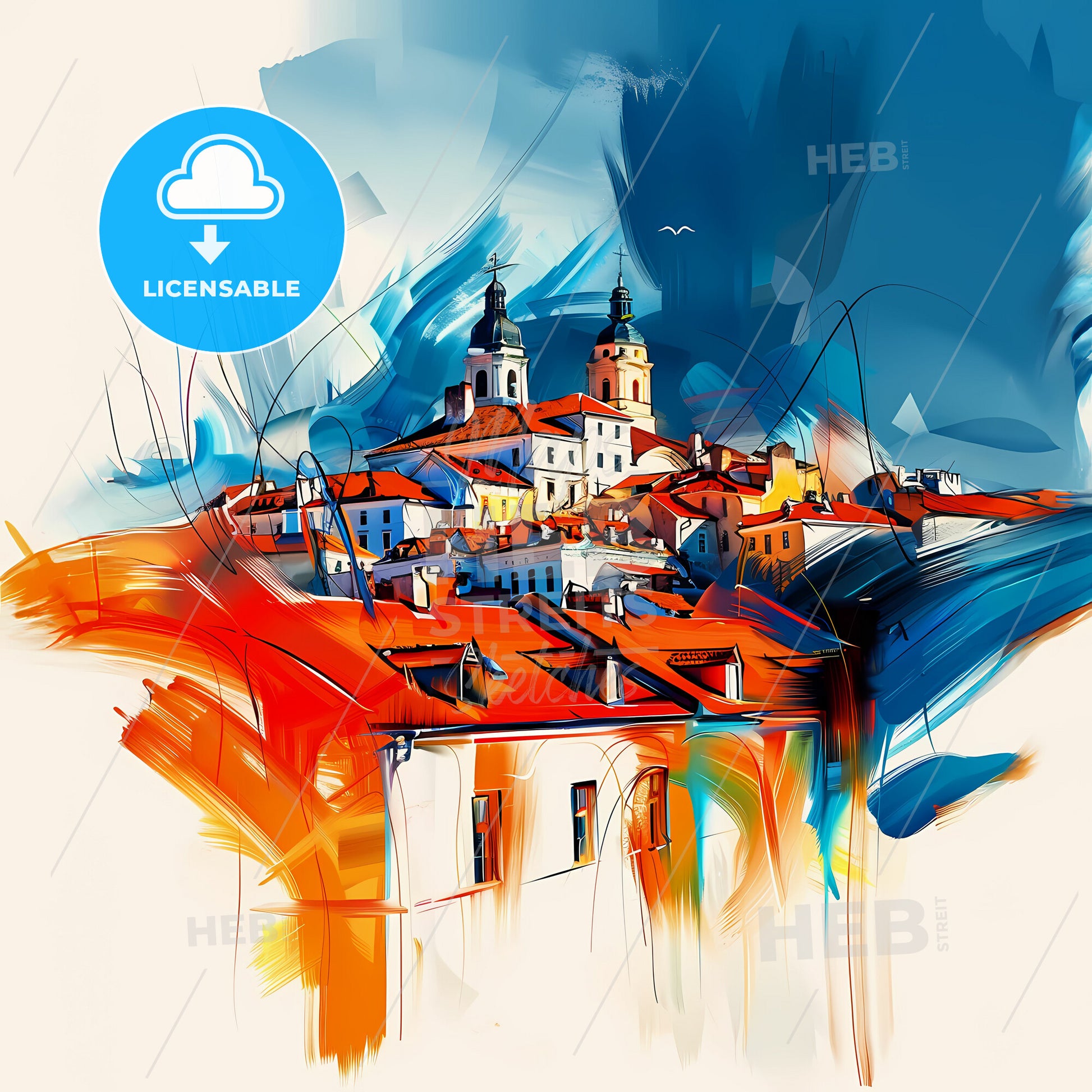 Vibrant Olsztyn, Poland - A Painting Of A Town