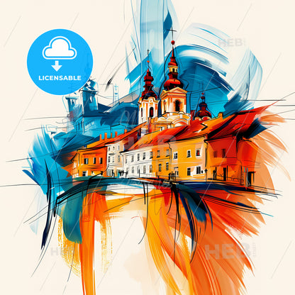 Vibrant Olsztyn, Poland - A Painting Of A Building