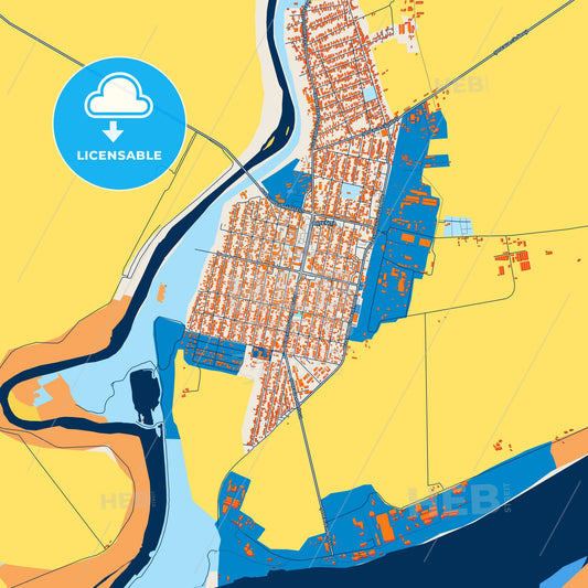 Colorful Oltenița Street Map with Labels and Buildings