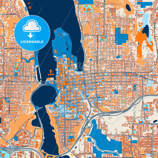 Colorful Olympia Street Map with Labels and Buildings