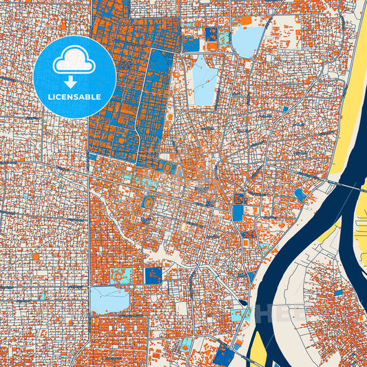 Colorful Omdurman Street Map with Labels and Buildings