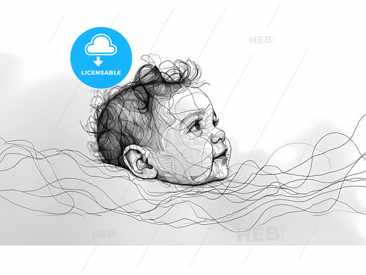 Vibrant One-Line-Art Baby Drawing: Artistic Depiction with Focus on Art