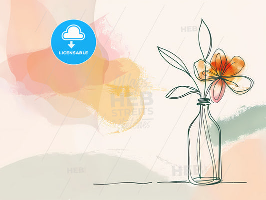 Minimalist One-Line Flower Art in a Vase on White Background Depicting the Beauty of Art