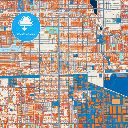 Colorful Ontario Street Map with Labels and Buildings