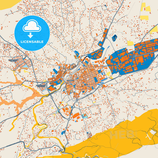 Colorful Ontinyent Street Map with Labels and Buildings