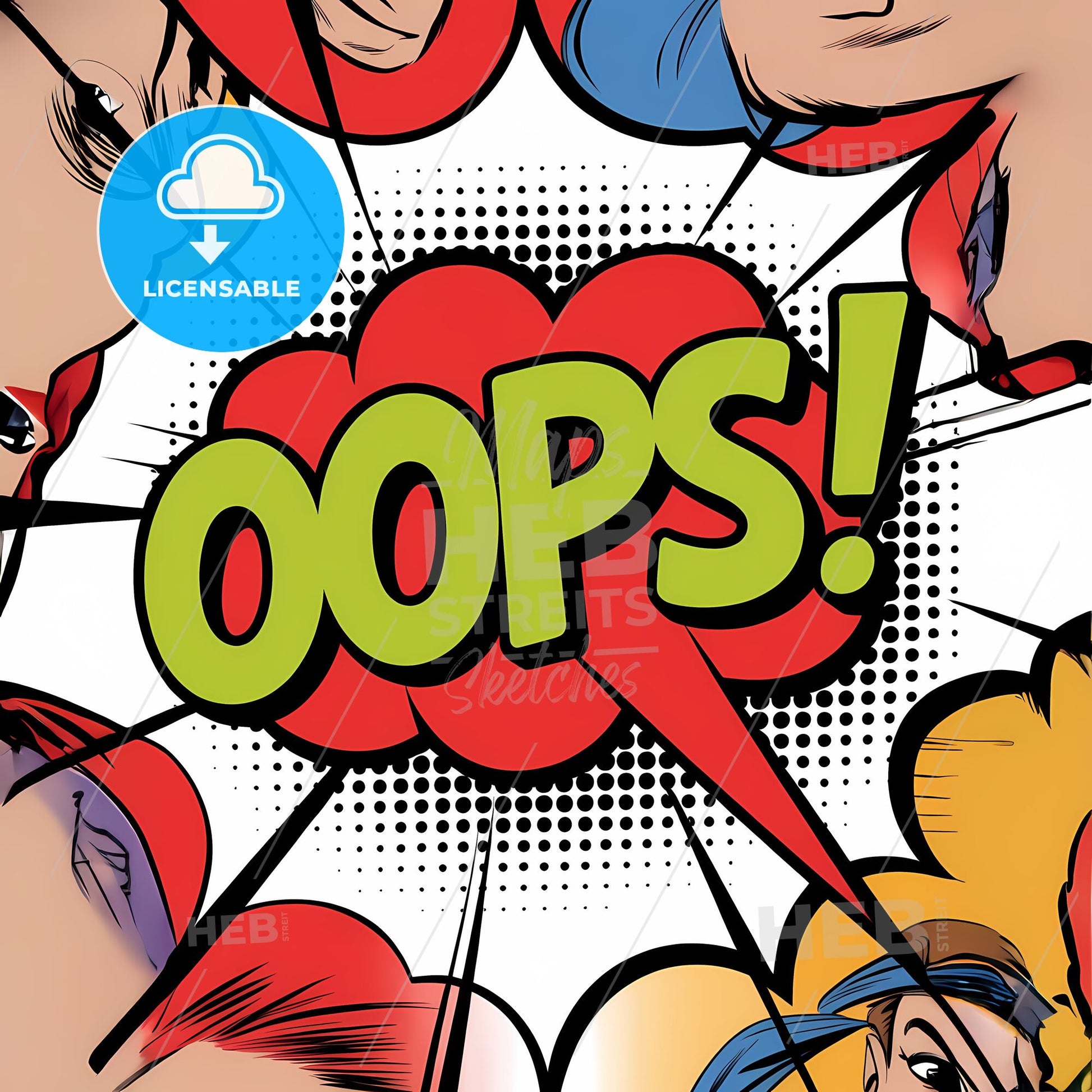  comic 'Oops!' Bubble Pop Art: Eye-Catching Lime & Red Design