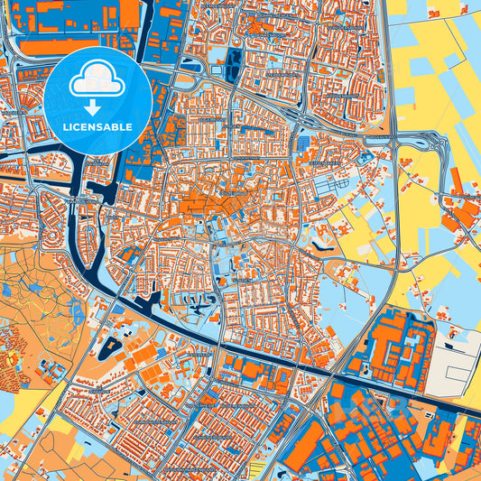 Colorful Oosterhout Street Map with Labels and Buildings