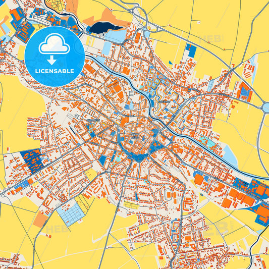 Colorful Opava Street Map with Labels and Buildings