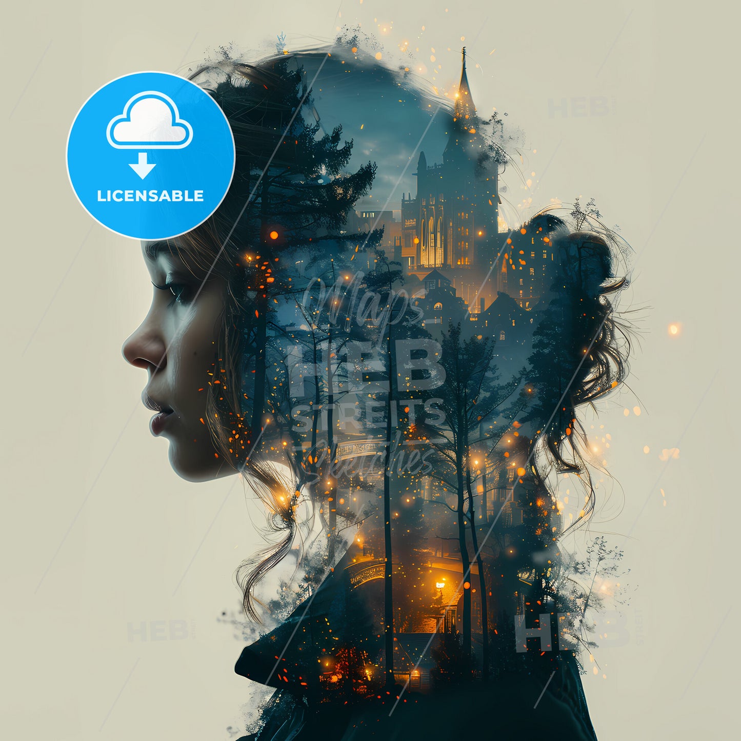 Operational Insights: Behind the Scenes - A womans face with a castle and trees