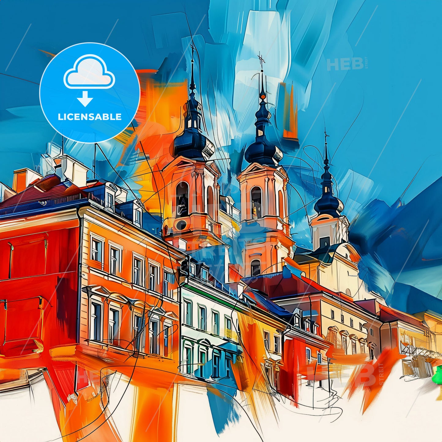 Vibrant Opole, Poland - A Colorful Painting Of Buildings