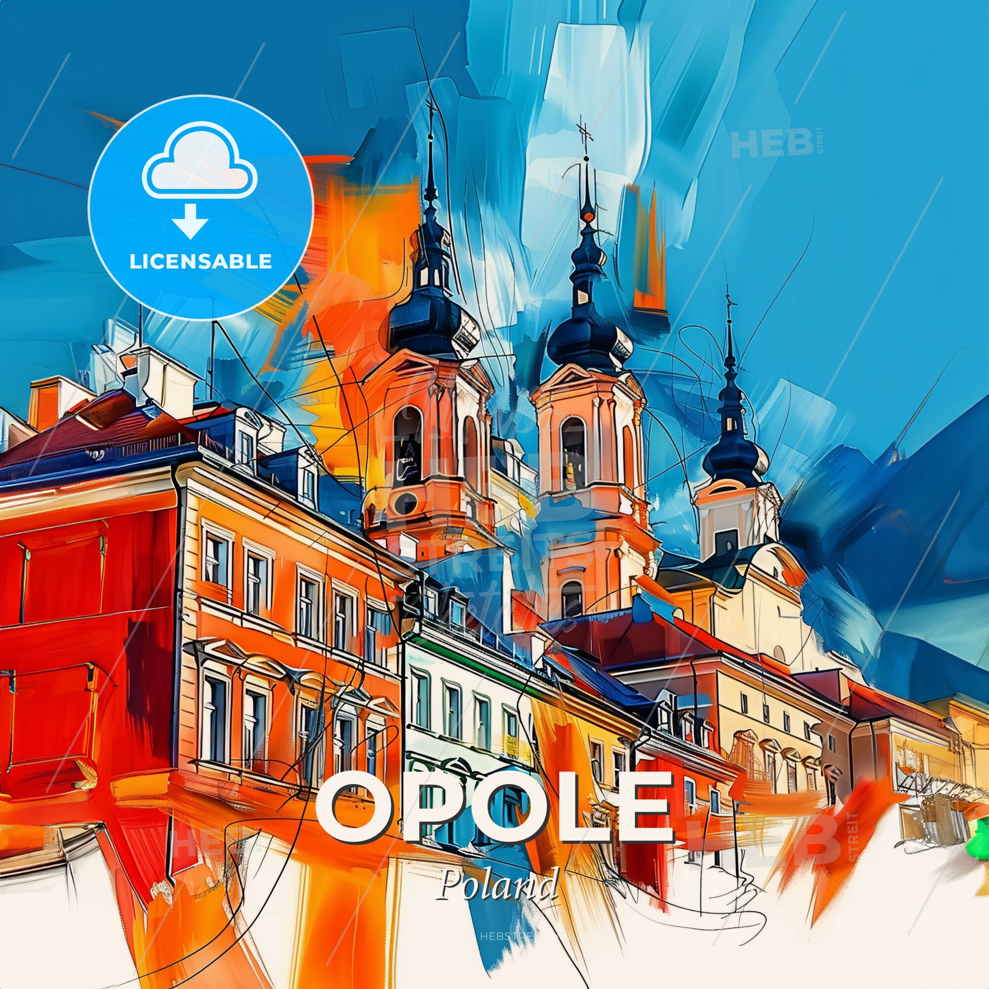 Vibrant Opole, Poland - A Colorful Painting Of Buildings - Square format print template