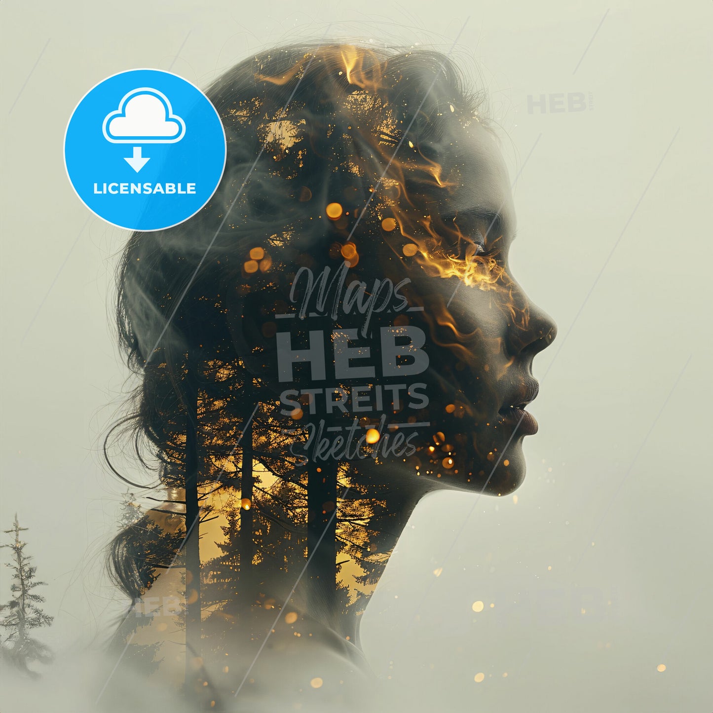 Optical Illusions: Seeing Beyond the Surface - A womans face with a fire effect