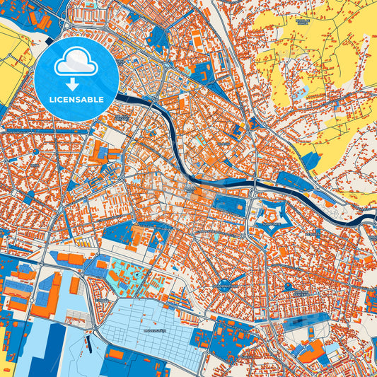 Colorful Oradea Street Map with Labels and Buildings