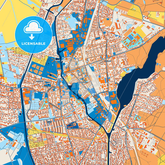 Colorful Oranienburg Street Map with Labels and Buildings
