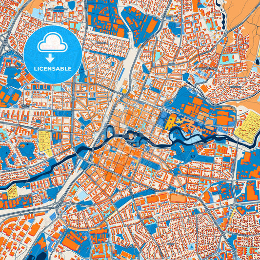 Colorful Örebro Street Map with Labels and Buildings