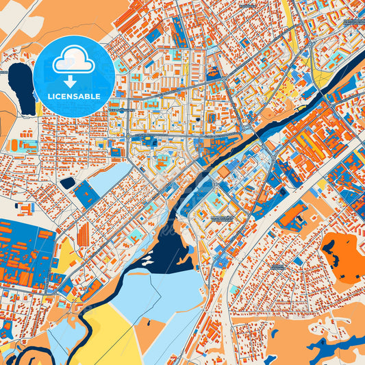 Colorful Orekhovo-Zuyevo Street Map with Labels and Buildings