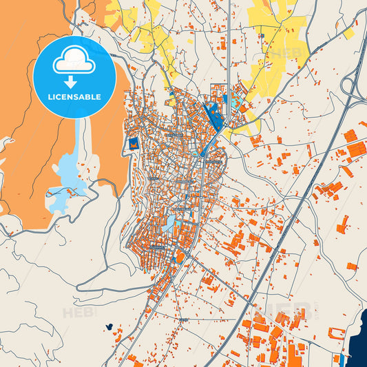 Colorful Orhangazi Street Map with Labels and Buildings
