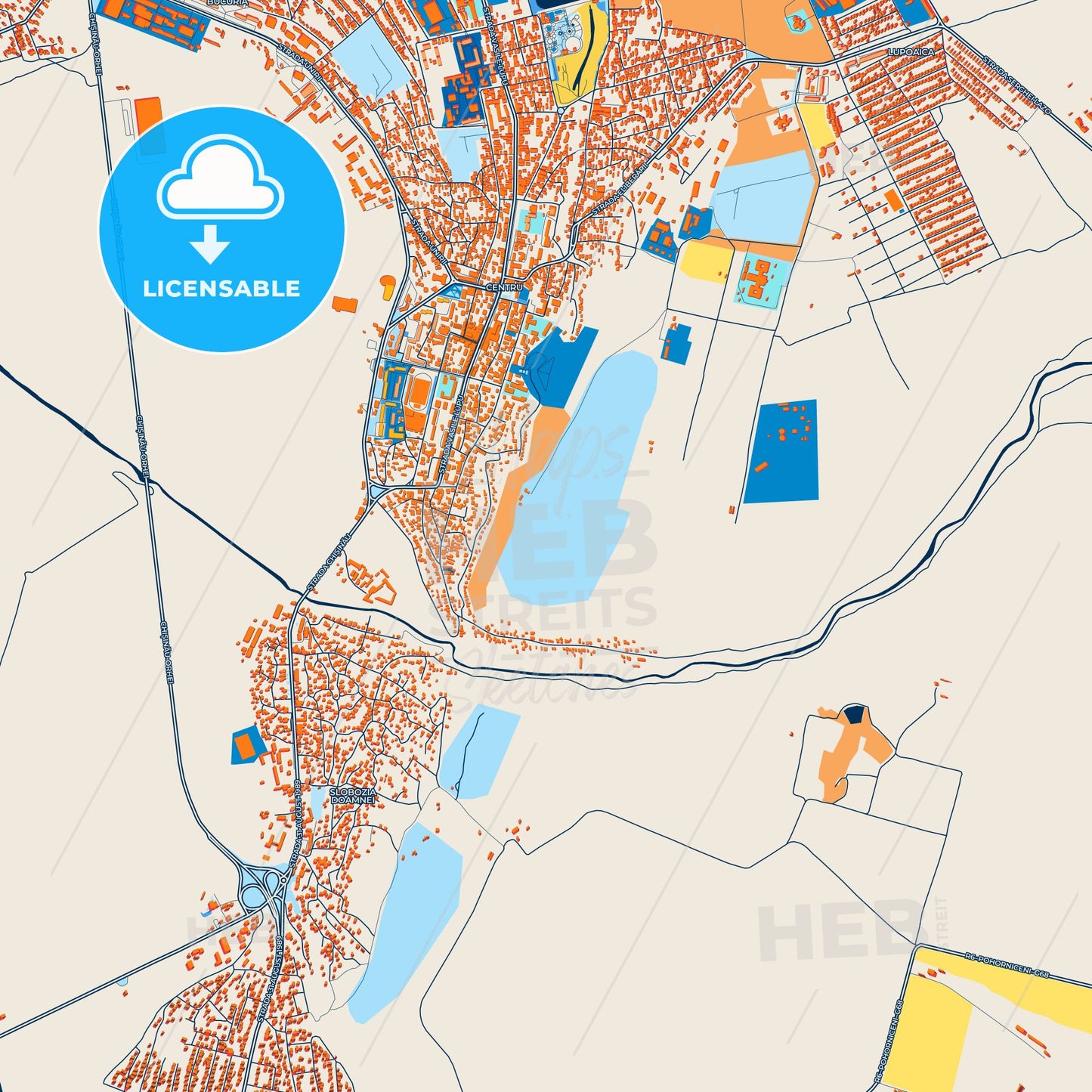 Colorful Orhei Street Map with Labels and Buildings