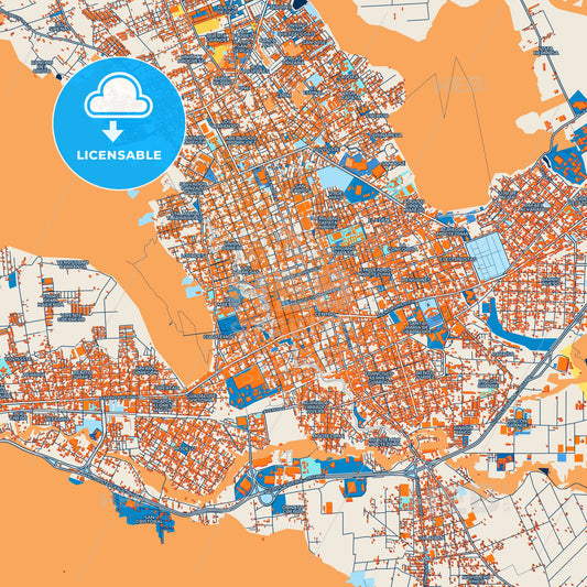 Colorful Orizaba Street Map with Labels and Buildings