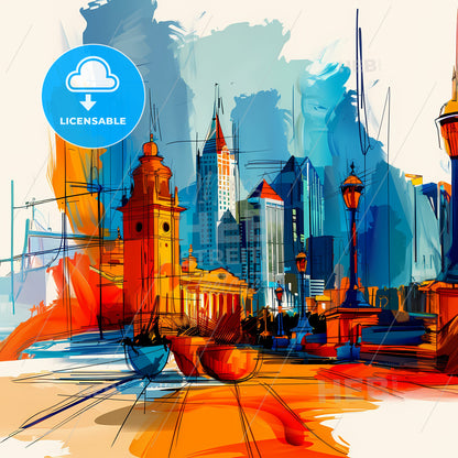 Vibrant Orlando, Florida - A Painting Of A City