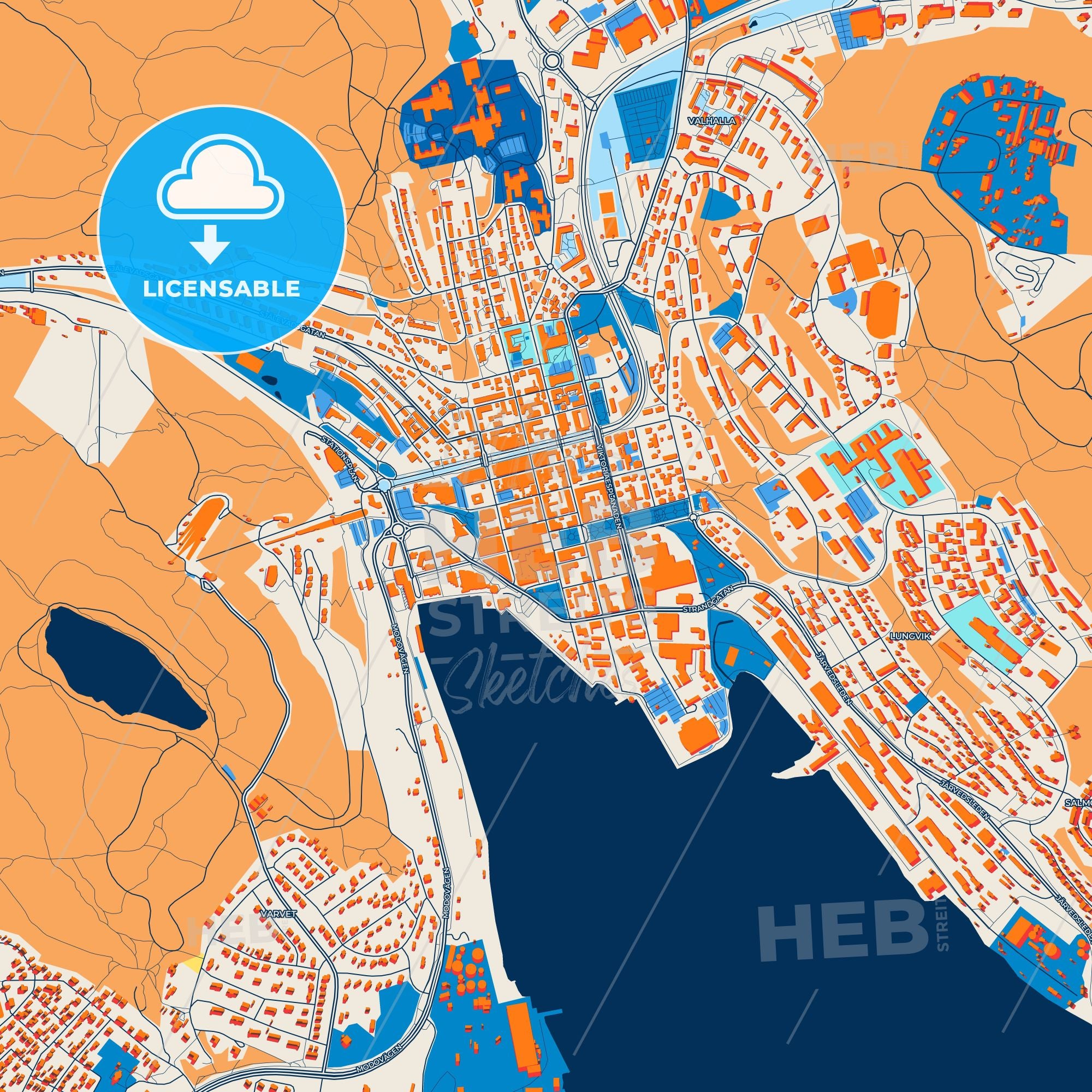 Colorful Örnsköldsvik Street Map - Digital Download – HEBSTREITS