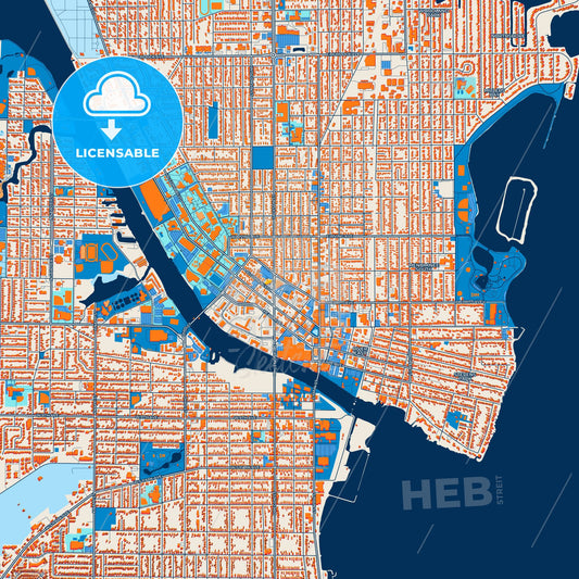 Colorful Oshkosh Street Map with Labels and Buildings