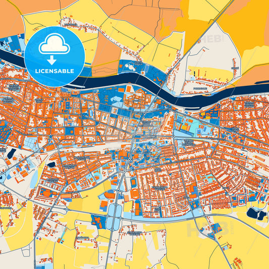 Colorful Osijek Street Map with Labels and Buildings