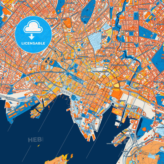 Colorful Oslo Street Map with Labels and Buildings