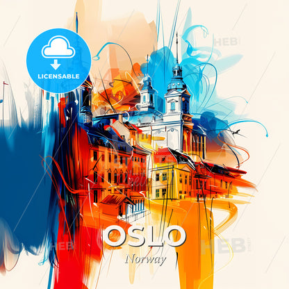 Vibrant Oslo, Norway - A Colorful Painting Of Buildings - Square format print template