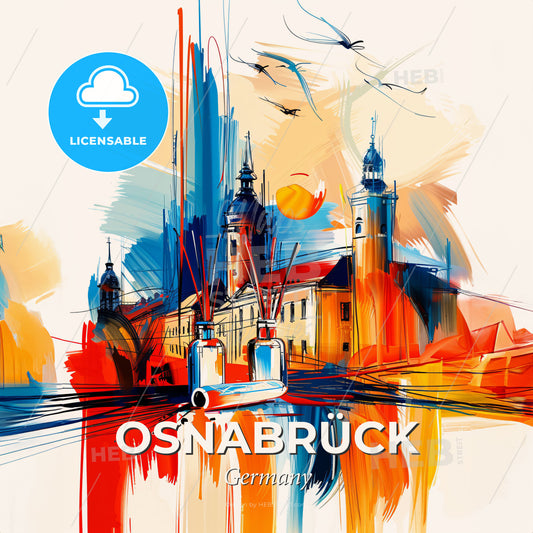 Vibrant Osnabrück, Germany - A Painting Of A City - Square format print template