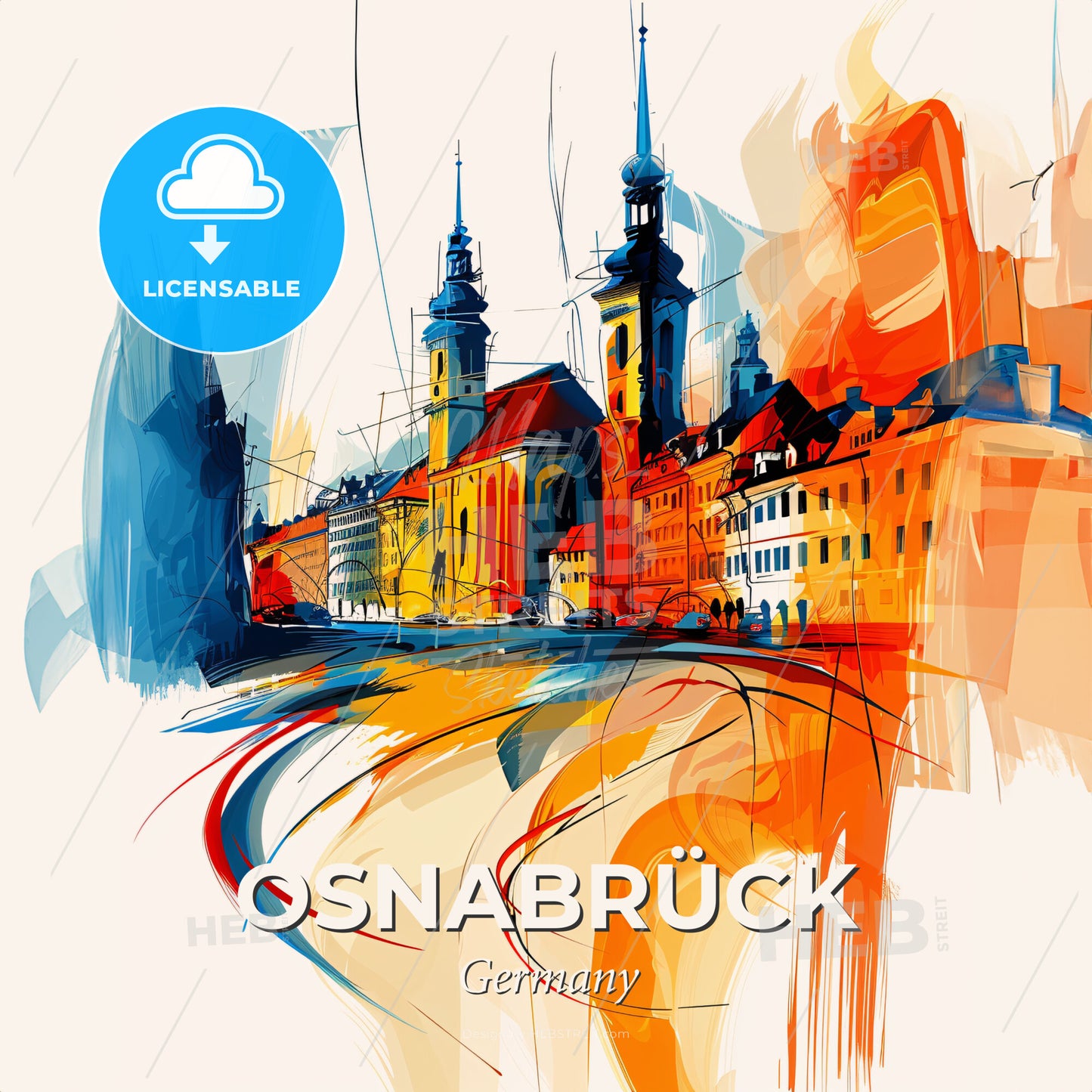 Vibrant Osnabrück, Germany - A Painting Of A City - Square format print template
