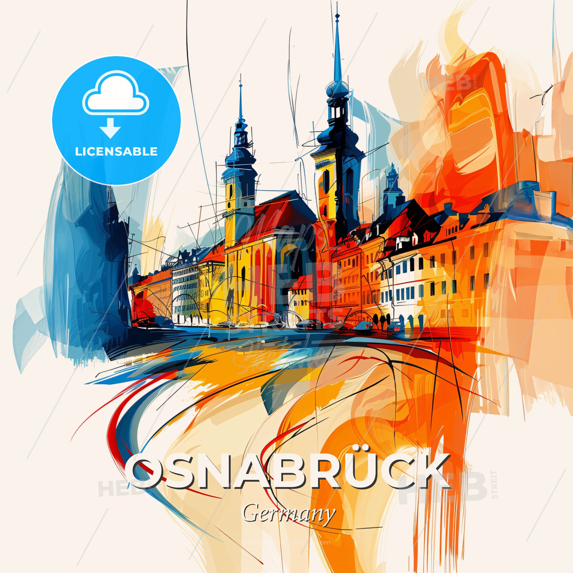 Vibrant Osnabrück, Germany - A Painting Of A City - Square format print template