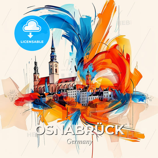 Vibrant Osnabrück, Germany - A Colorful Painting Of A City - Square format print template
