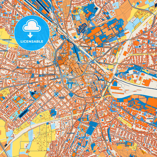 Colorful Osnabruck Street Map with Labels and Buildings