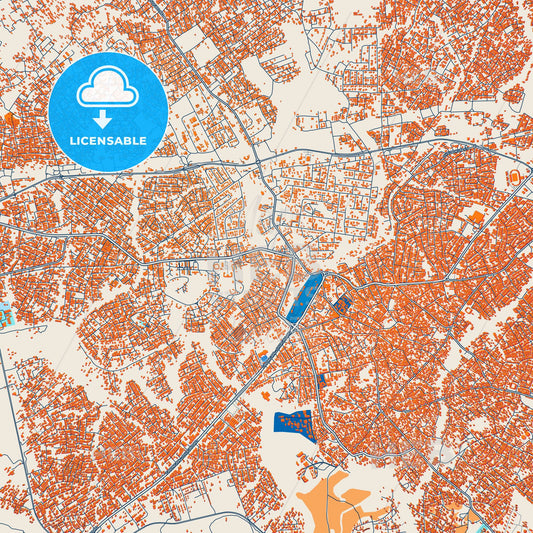 Colorful Osogbo Street Map with Labels and Buildings