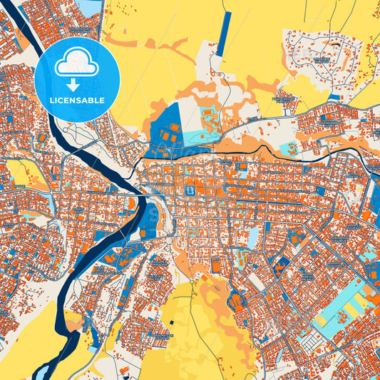 Colorful Osorno Street Map with Labels and Buildings
