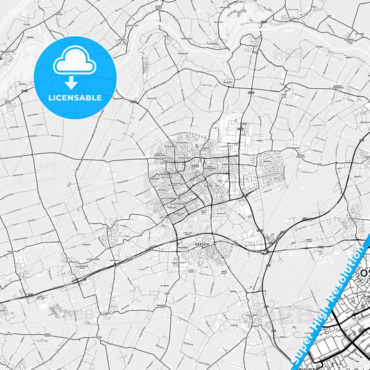 Oss, Netherlands light map with streetnames, citynames and districts