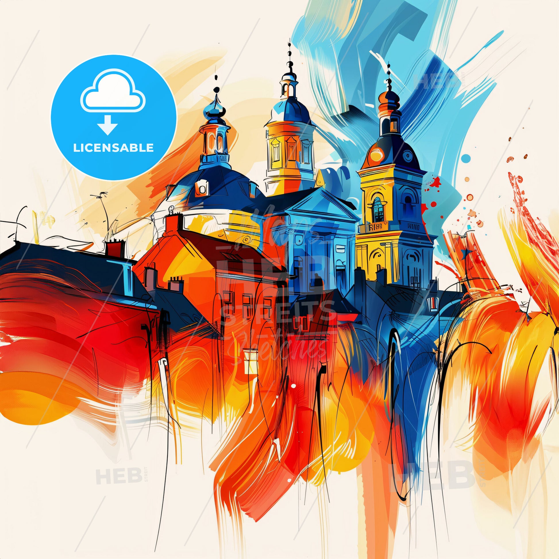 Vibrant Oss, Netherlands - A Painting Of Buildings With Colorful Paint