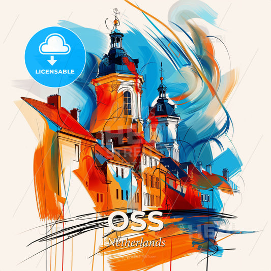 Vibrant Oss, Netherlands - A Painting Of A Building - Square format print template