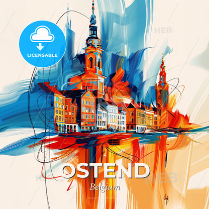 Vibrant Ostend , Belgium - A Painting Of A City - Square format print template