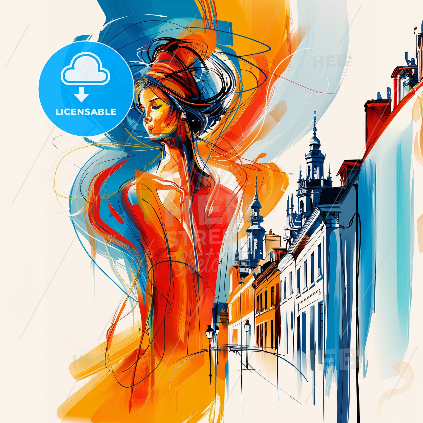 Vibrant Ostend , Belgium - A Woman In A Red Dress