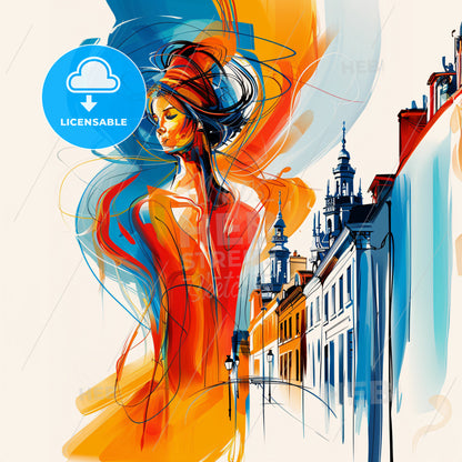 Vibrant Ostend , Belgium - A Woman In A Red Dress