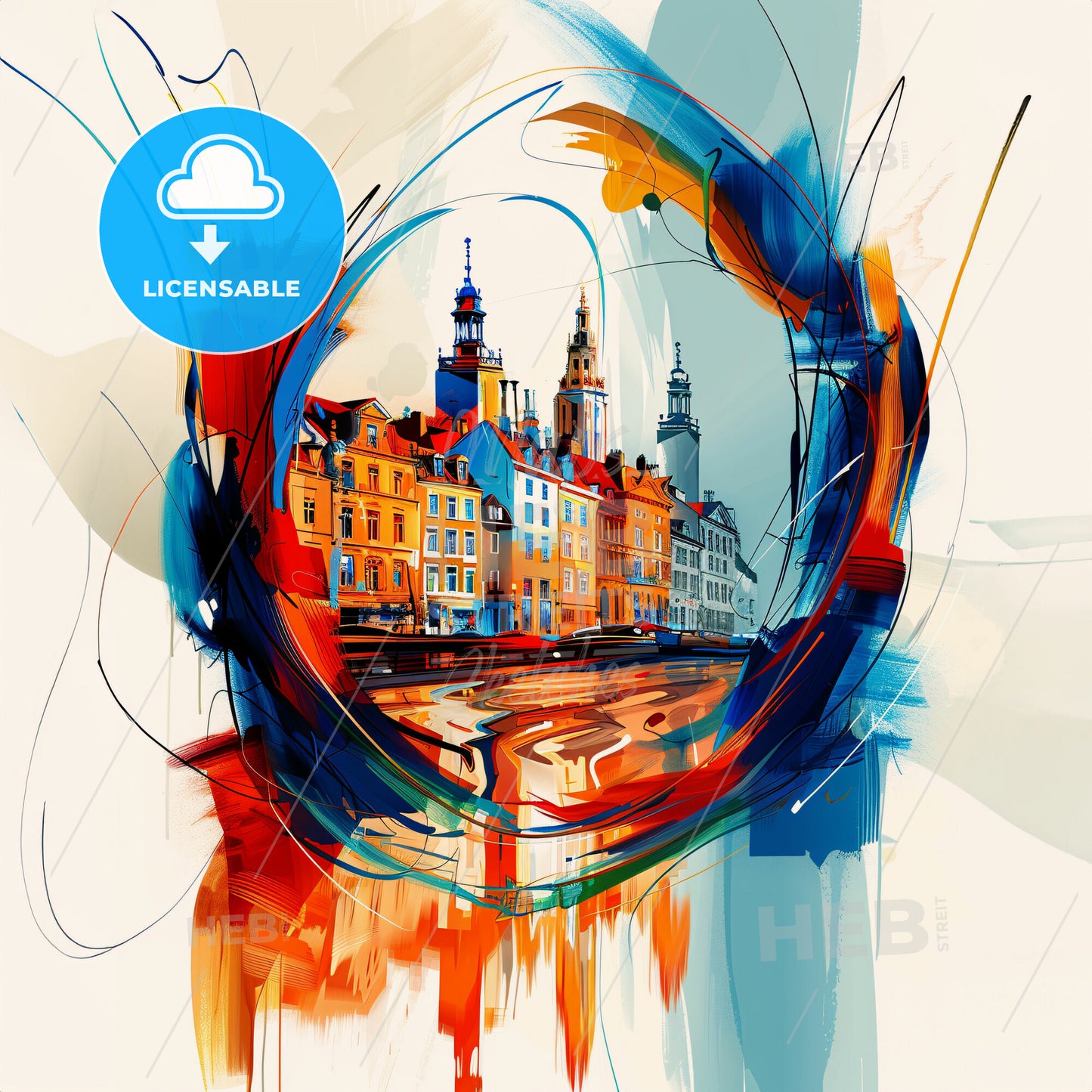 Vibrant Ostend , Belgium - A Colorful Circle With Buildings And A Street