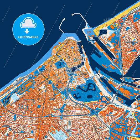 Colorful Ostend Street Map with Labels and Buildings